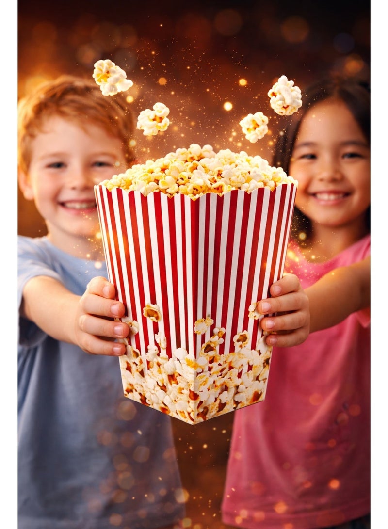 vsell24 Paper Popcorn Bucket Red and White Striped – Movie Theater, Carnival & Circus Party Popcorn Container - Image 4